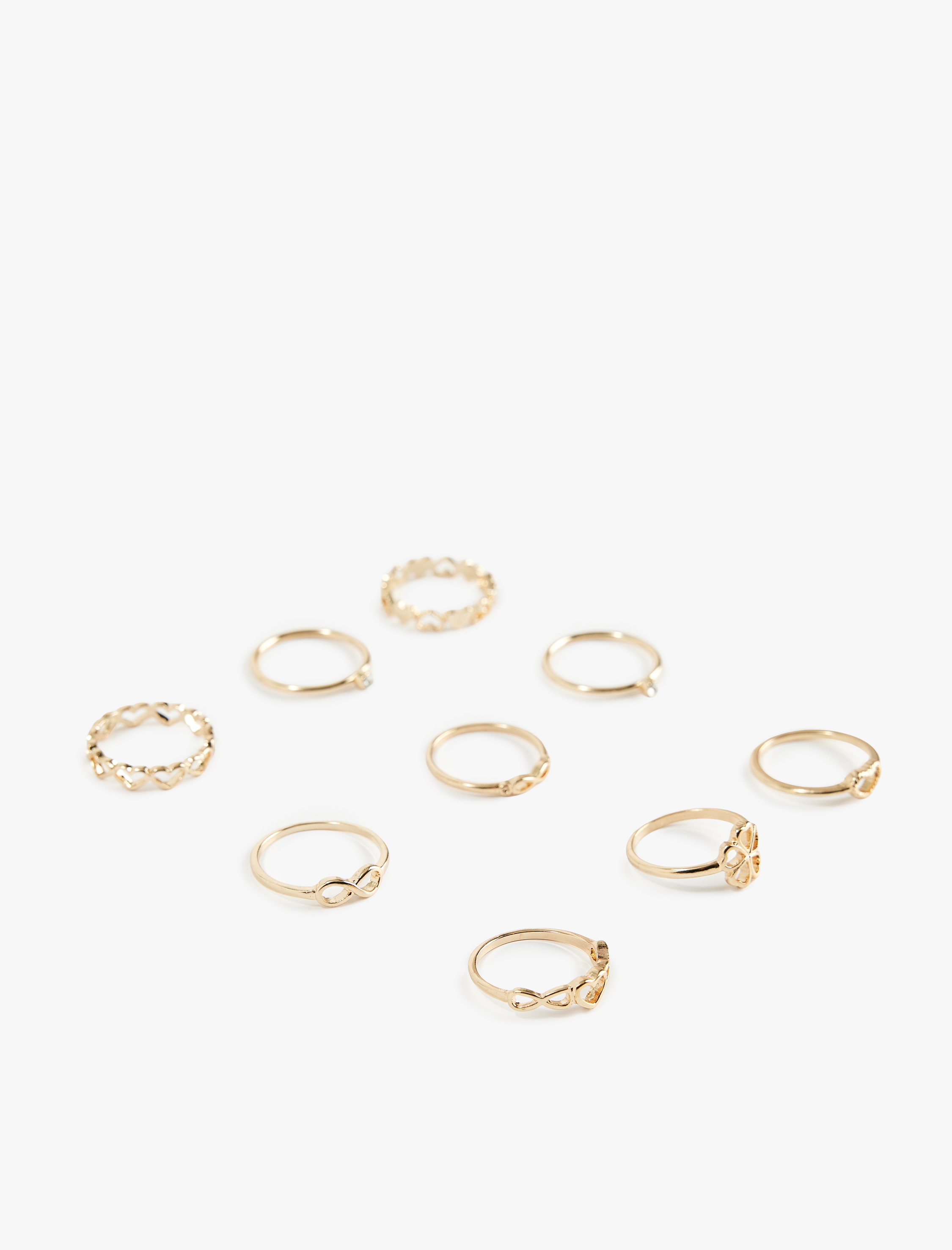  Kadın Kalpli 9'lu Yüzük Seti