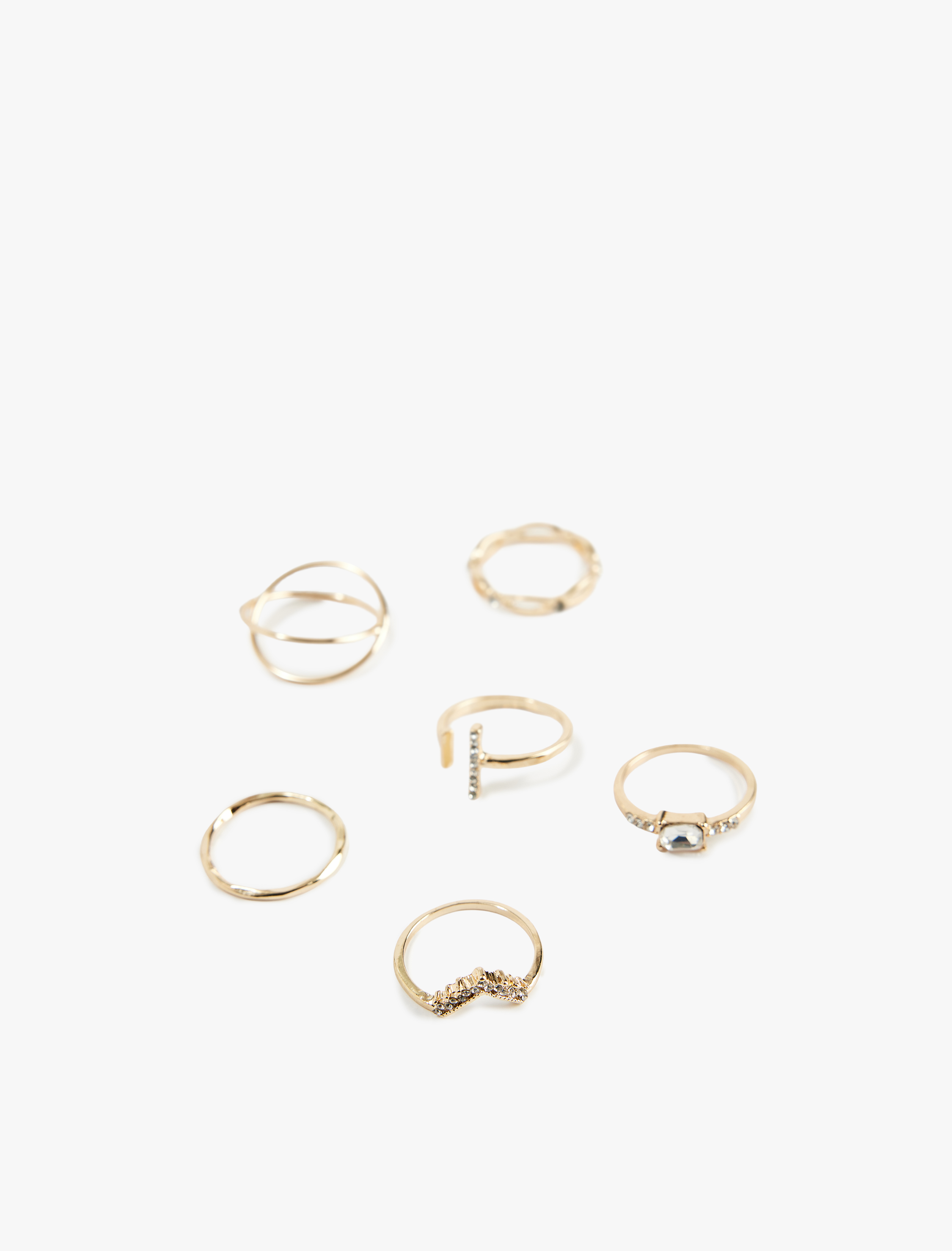  Kadın Taş Detaylı 6'lı Yüzük Seti