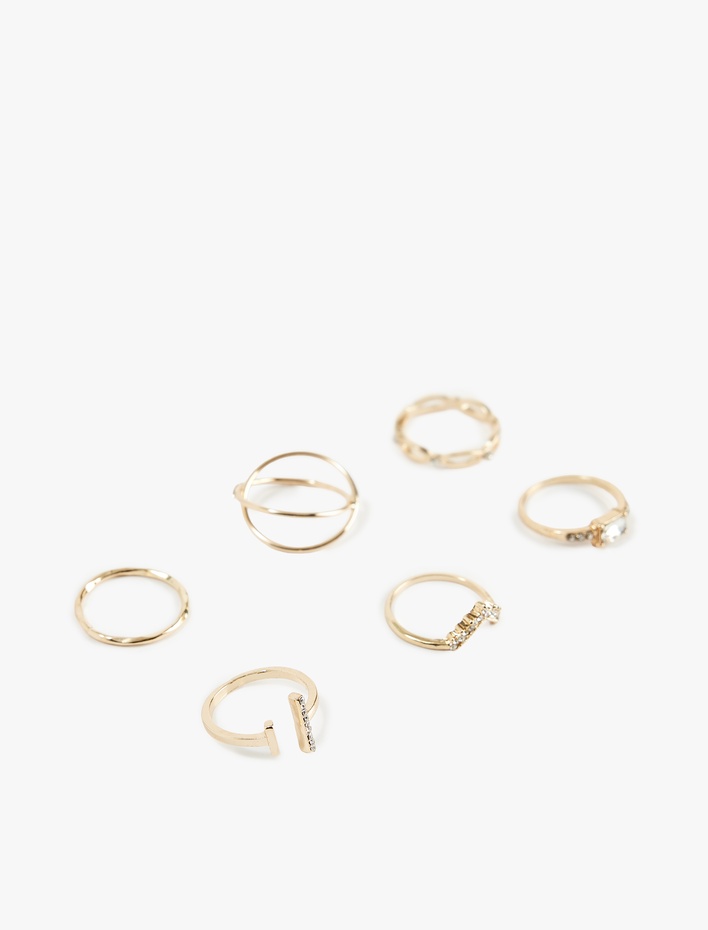 Kadın Taş Detaylı 6'lı Yüzük Seti