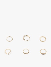 Taş Detaylı 6'lı Yüzük Seti