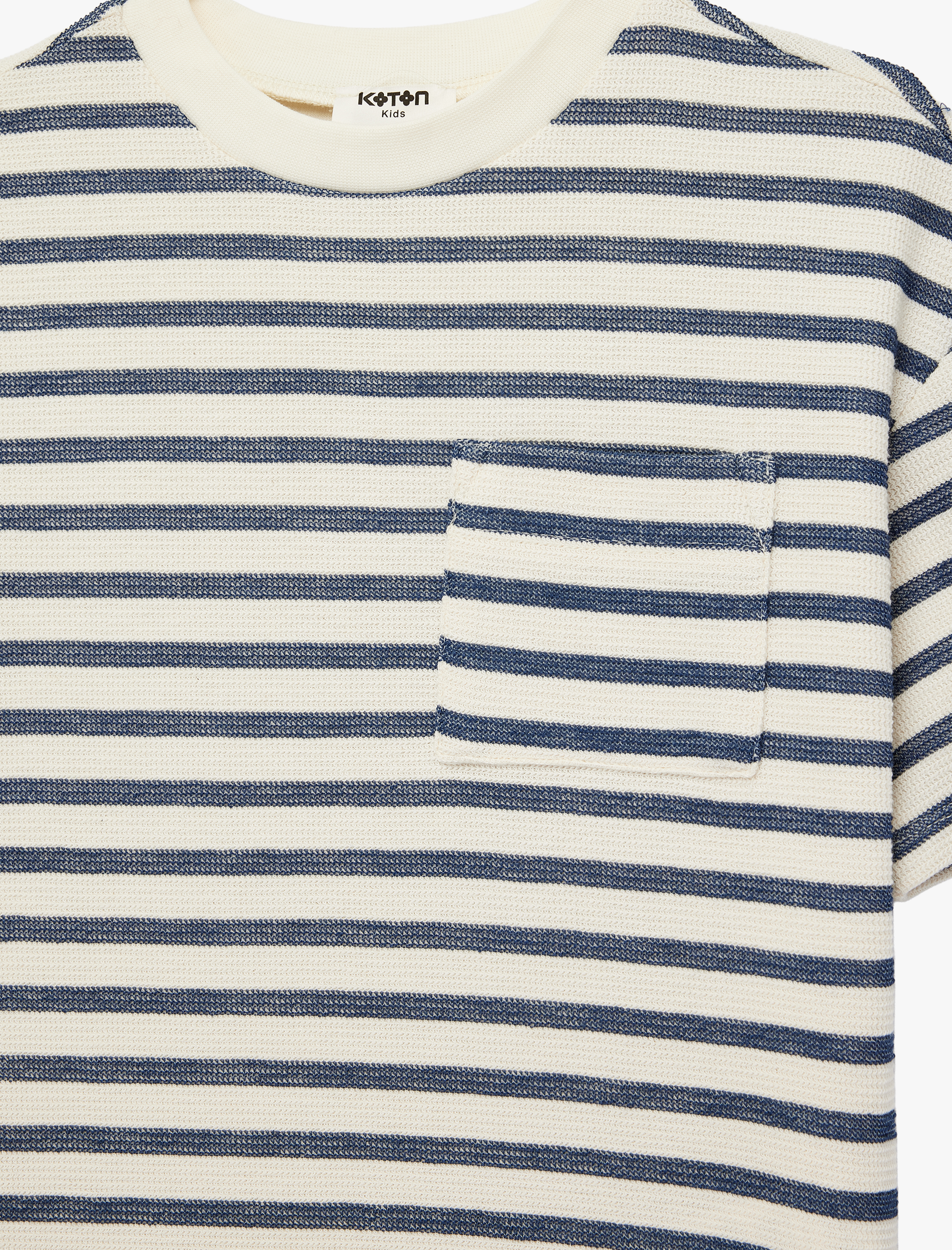  Erkek Çocuk Pamuklu Kısa Kollu Bisiklet Yaka Çizgili Oversize Tişört