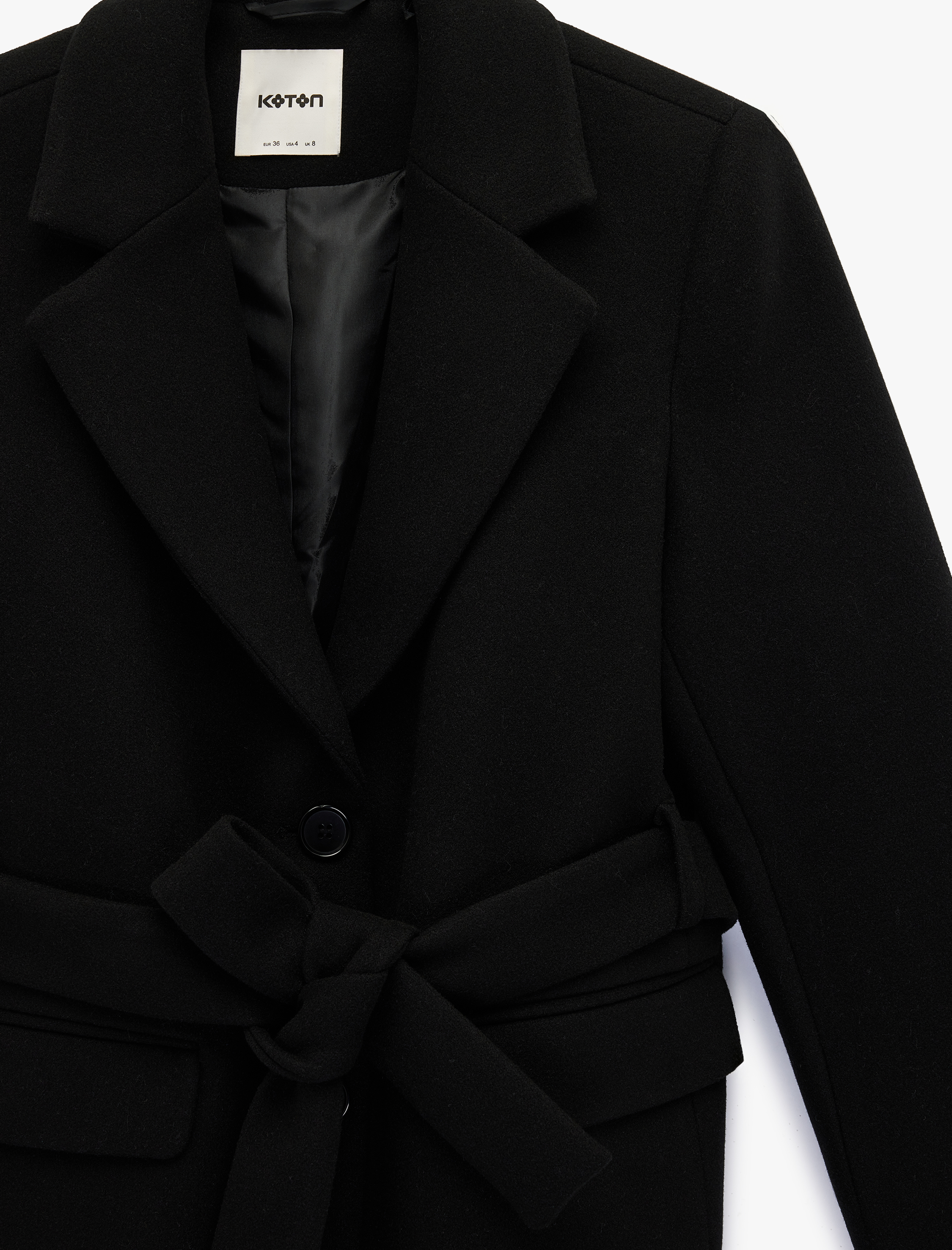   Kemerli Kaşe Kaban Cepli Uzun Kollu