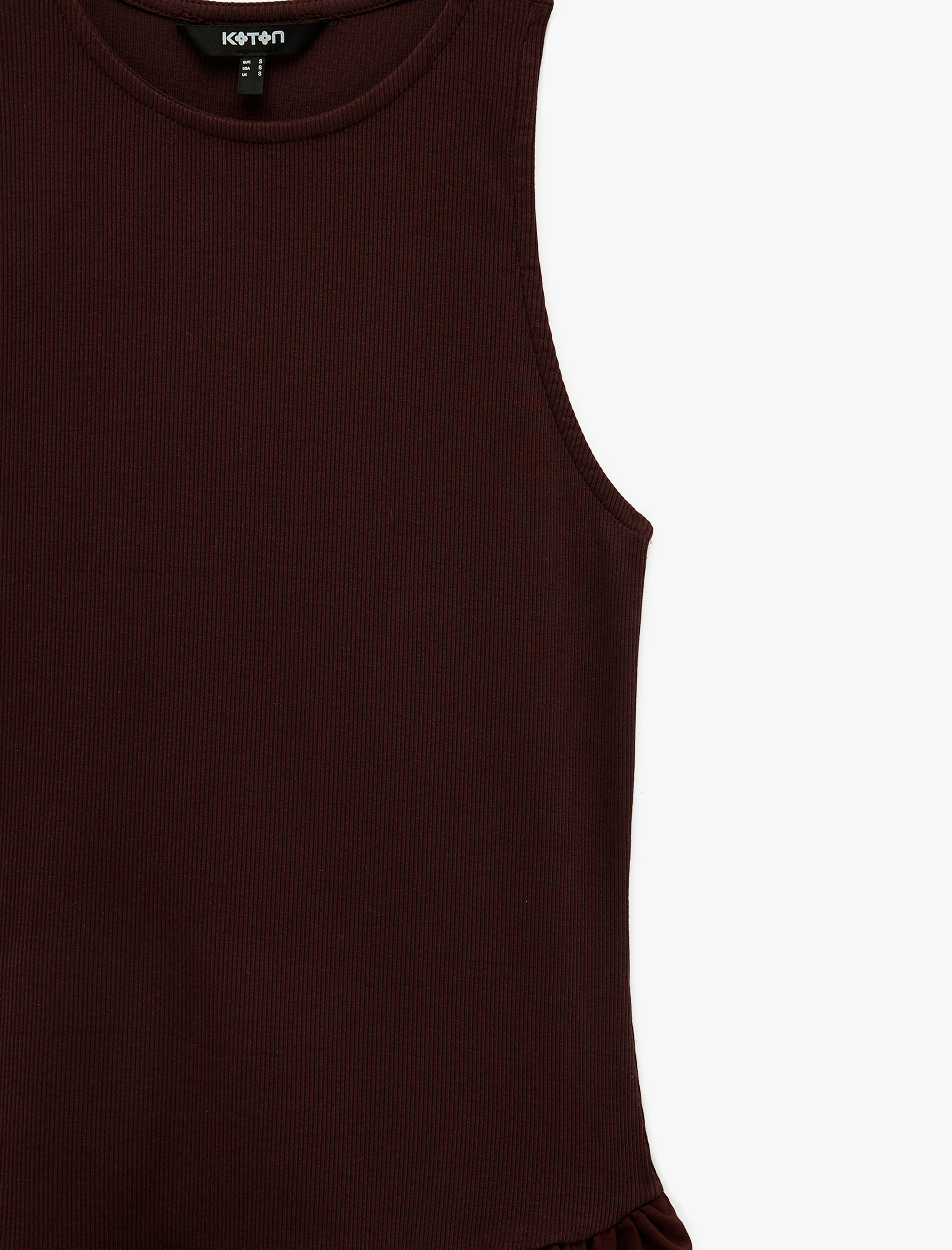   Pamuklu Kolsuz Halter Yaka Fırfırlı Mini Elbise