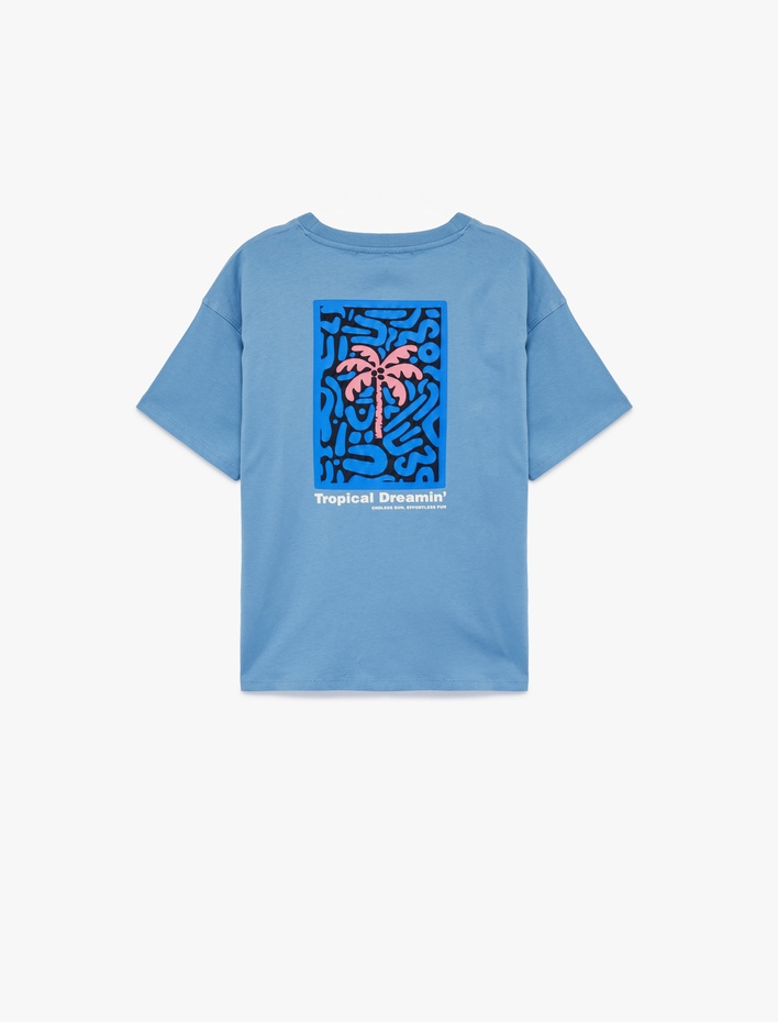 Erkek Çocuk Baskılı Pamuklu Kısa Kollu Bisiklet Yaka Tişört