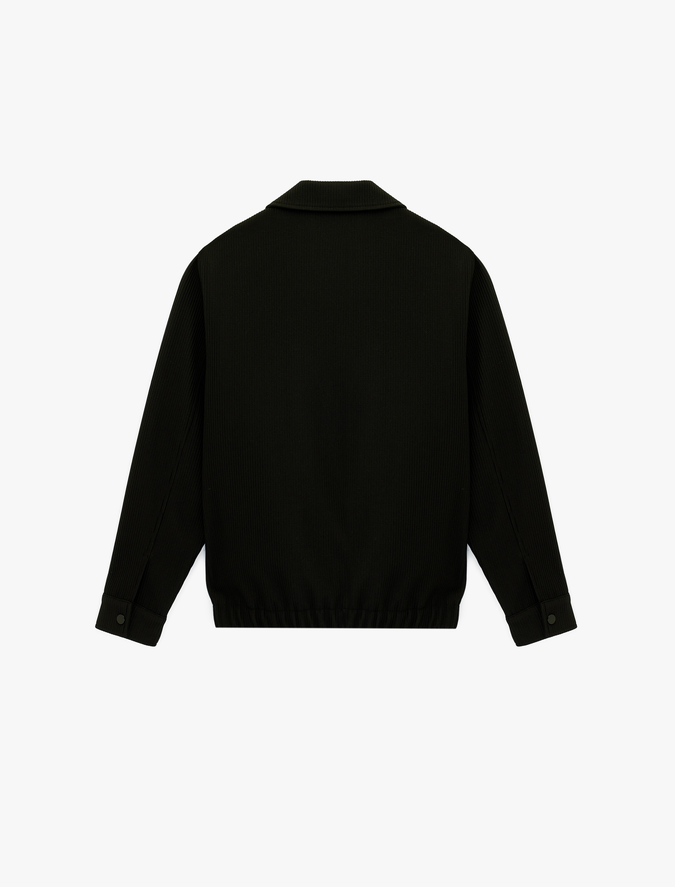   Regular Fit Uzun Kollu Cepli Gömlek Yaka Fermuarlı Fitilli Bomber Ceket