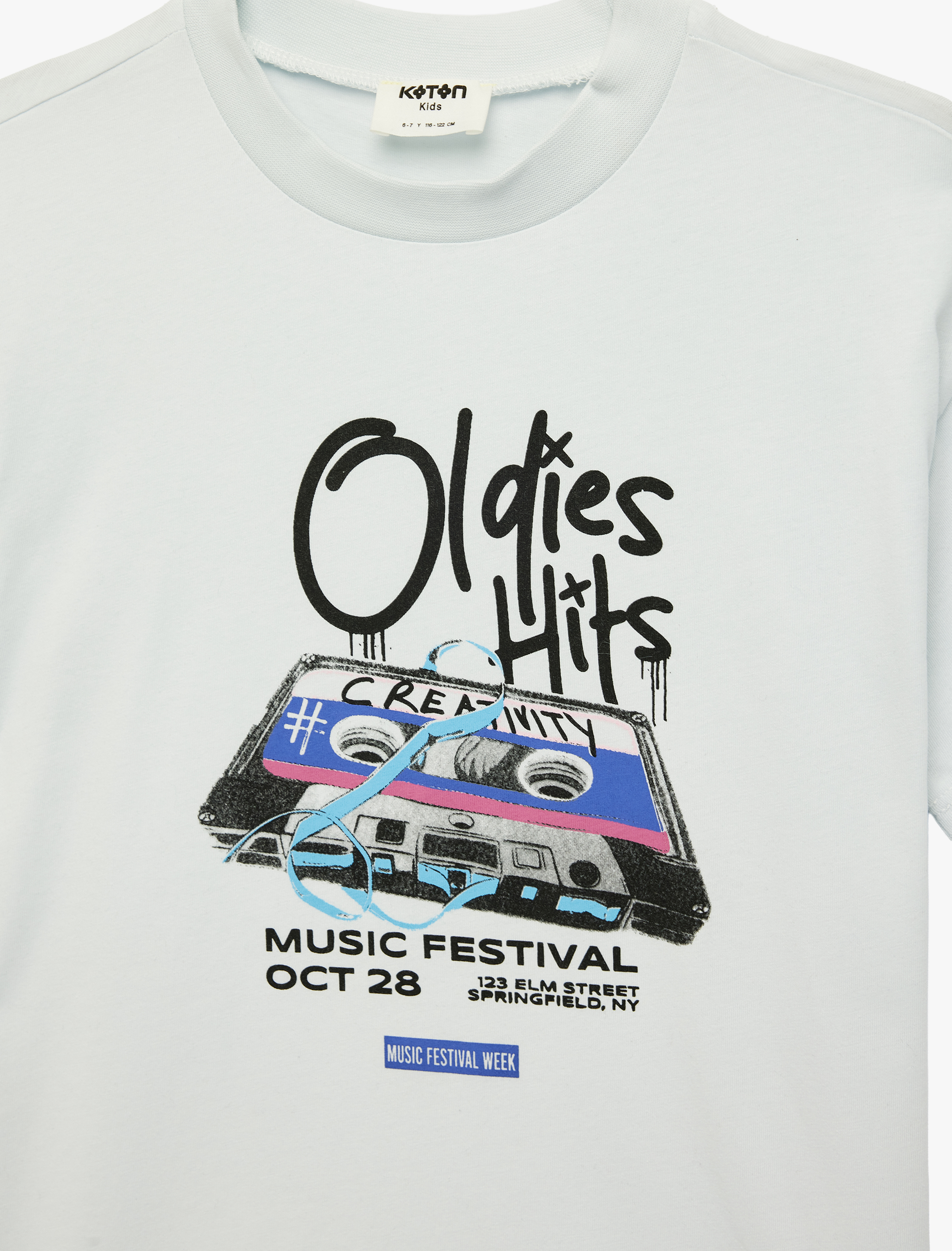  Erkek Çocuk Pamuklu Bisiklet Yaka Baskılı Kısa Kollu Oversize Tişört