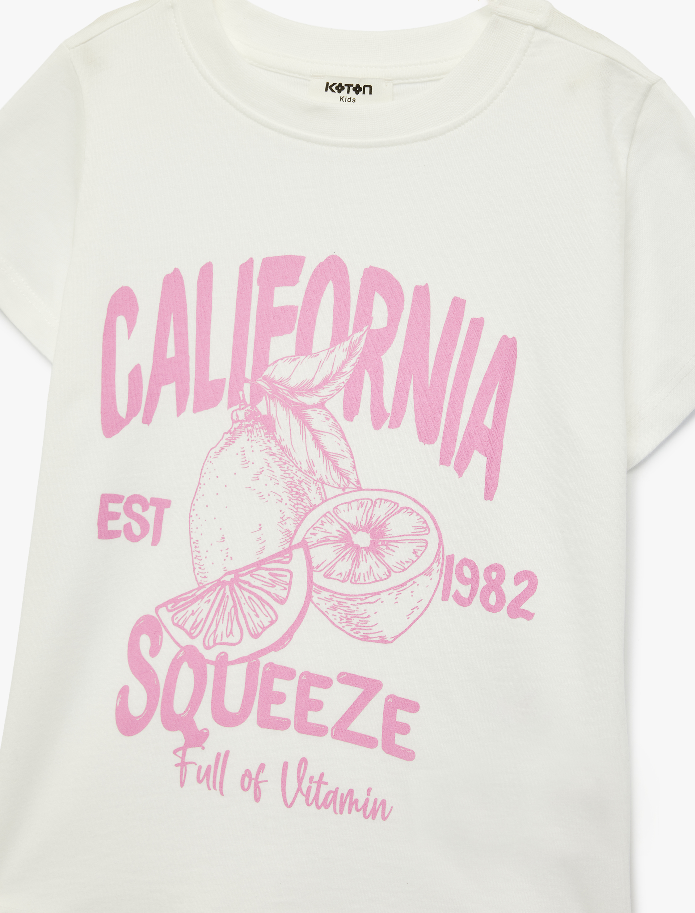  Kız Çocuk Baskılı Kısa Kollu Bisiklet Yaka Pamuklu Tişört