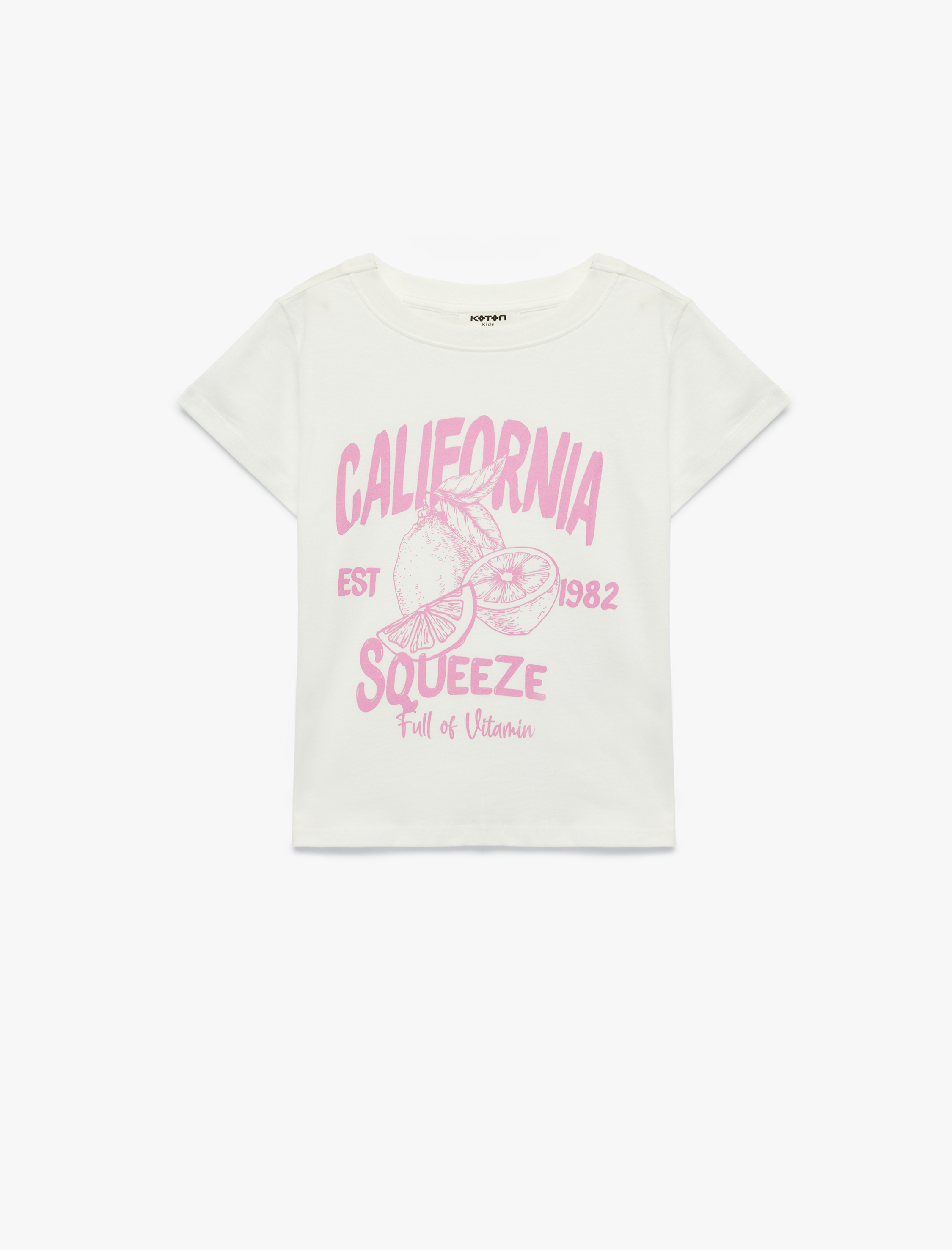  Kız Çocuk Baskılı Kısa Kollu Bisiklet Yaka Pamuklu Tişört