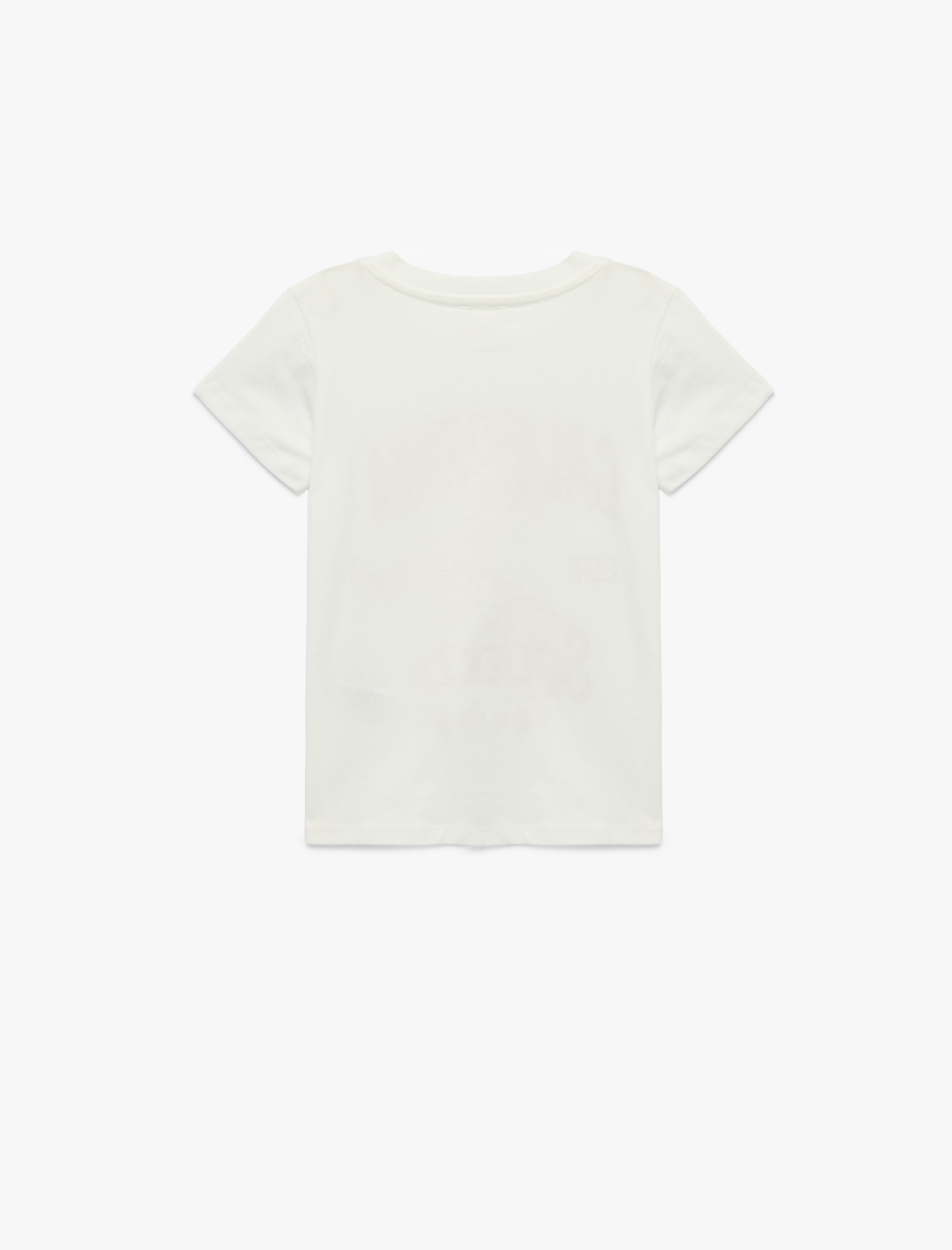  Kız Çocuk Baskılı Kısa Kollu Bisiklet Yaka Pamuklu Tişört