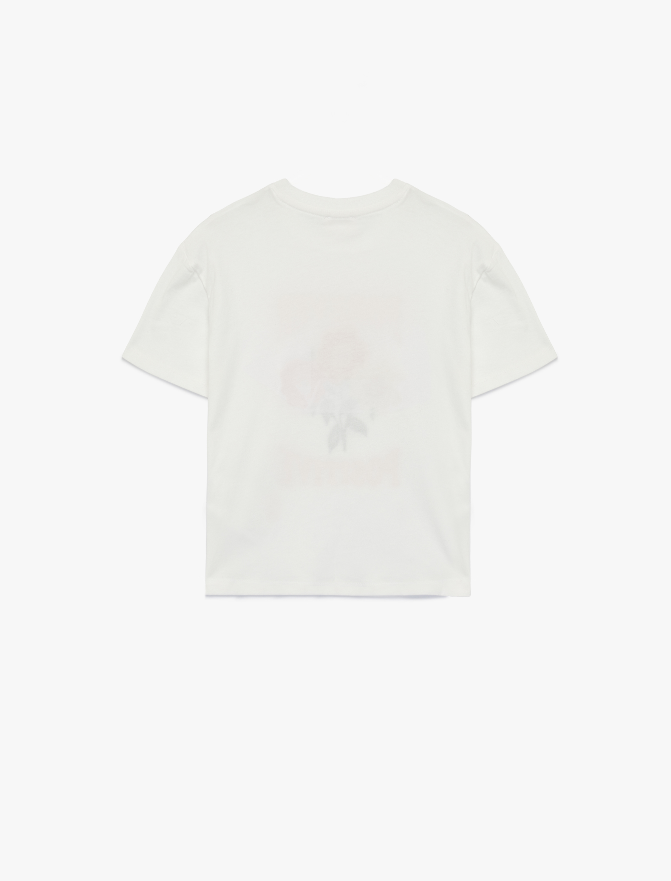  Kız Çocuk Kısa Kollu Bisiklet Yaka Çiçek Nakış Detaylı Pamuklu Tişört