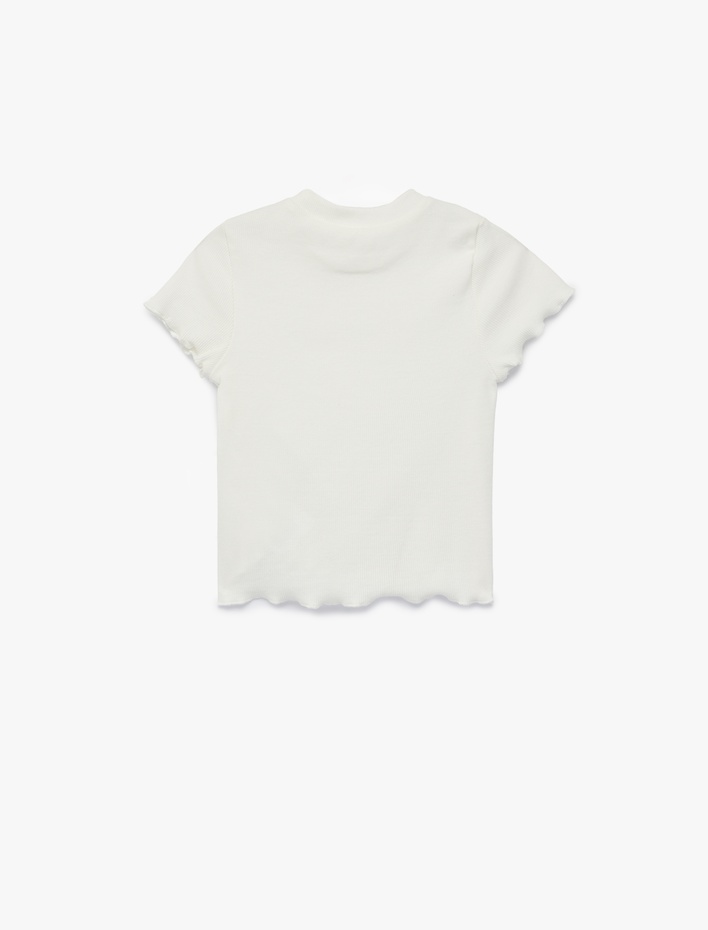 Kız Çocuk Pamuklu Büzgülü Kısa Kollu Bisiklet Yaka Tişört