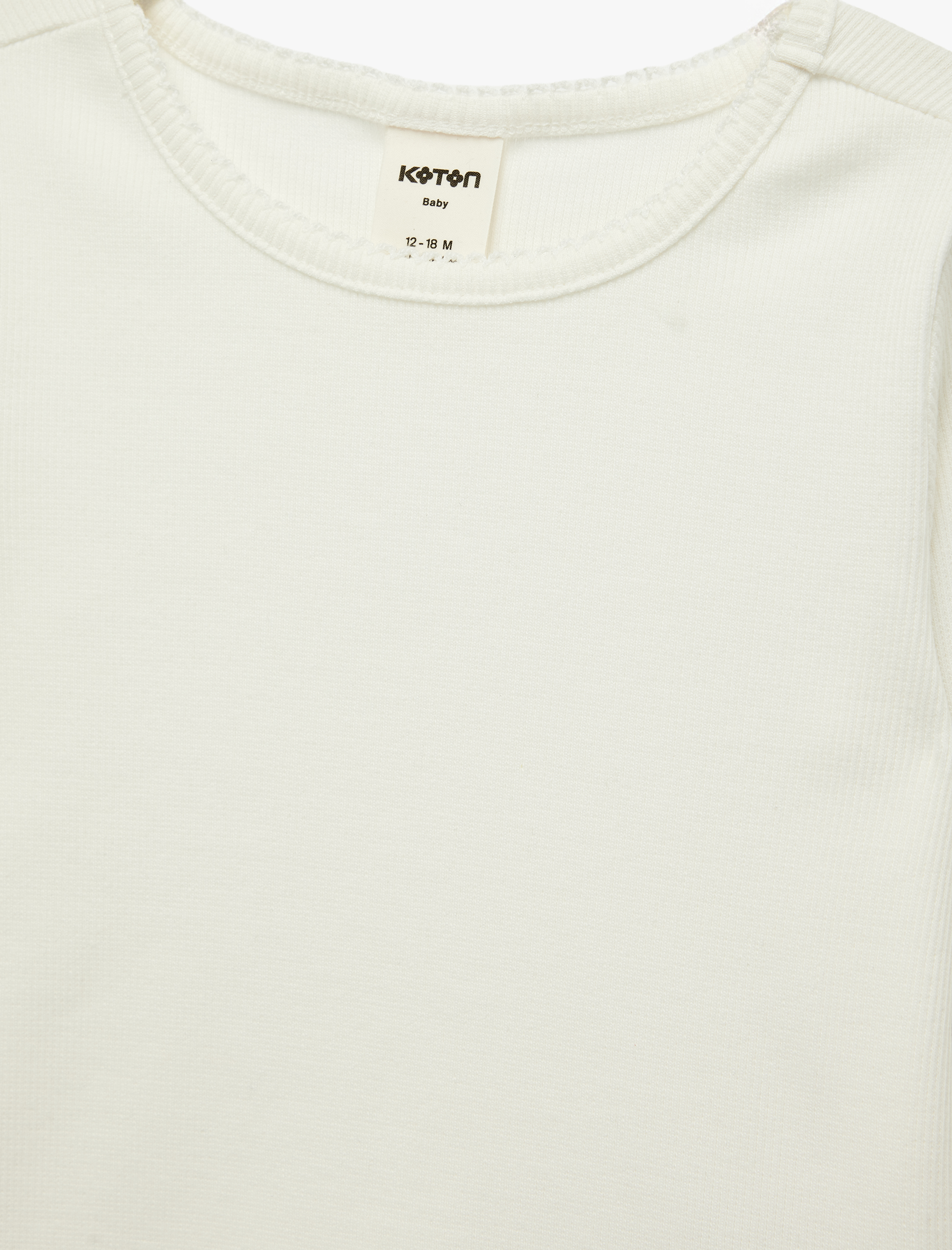  Kız Bebek Pamuklu Uzun Kollu Etiket Detaylı Fırfırlı Bisiklet Yaka Tişört