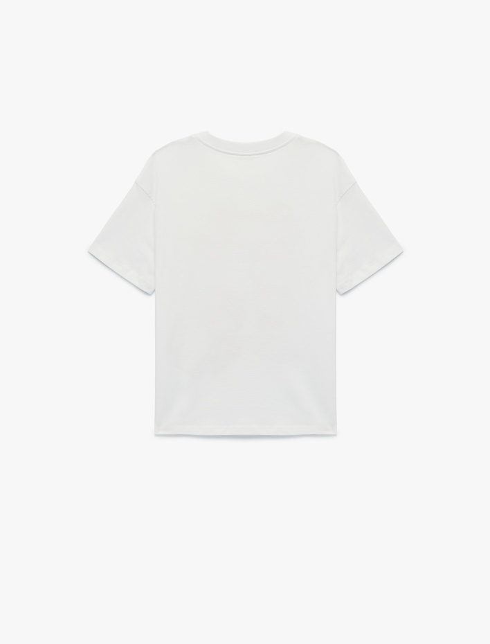 Kız Çocuk Baskılı Kısa Kollu Bisiklet Yaka Pamuklu Tişört