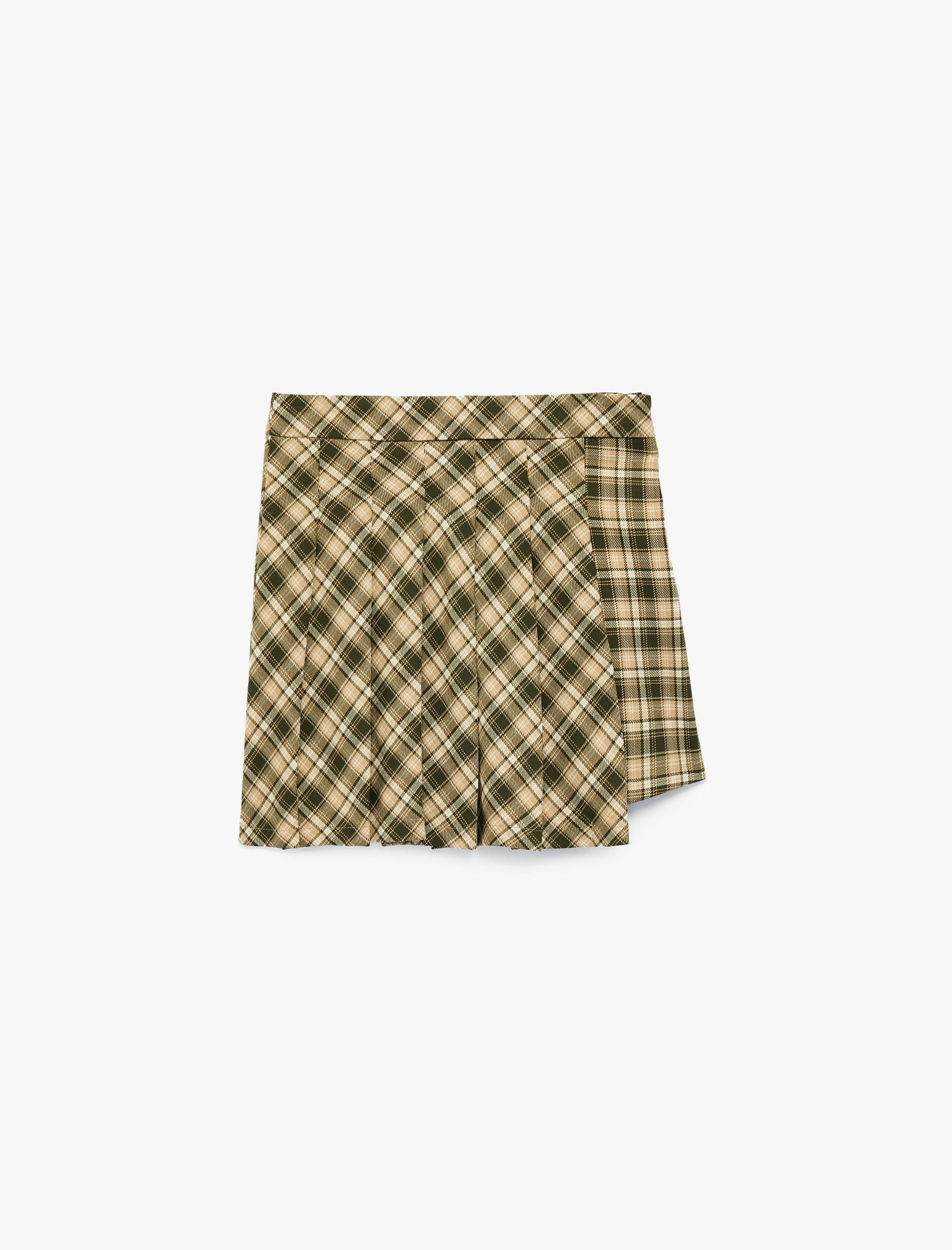  Kız Çocuk Pileli Ekoseli Mini Etek