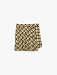 Pileli Ekoseli Mini Etek