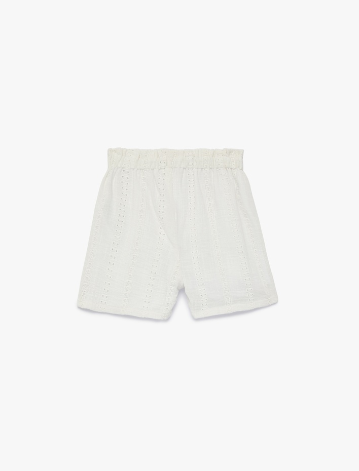 Kız Çocuk Pamuklu Yüksek Bel Beli Lastikli Şort