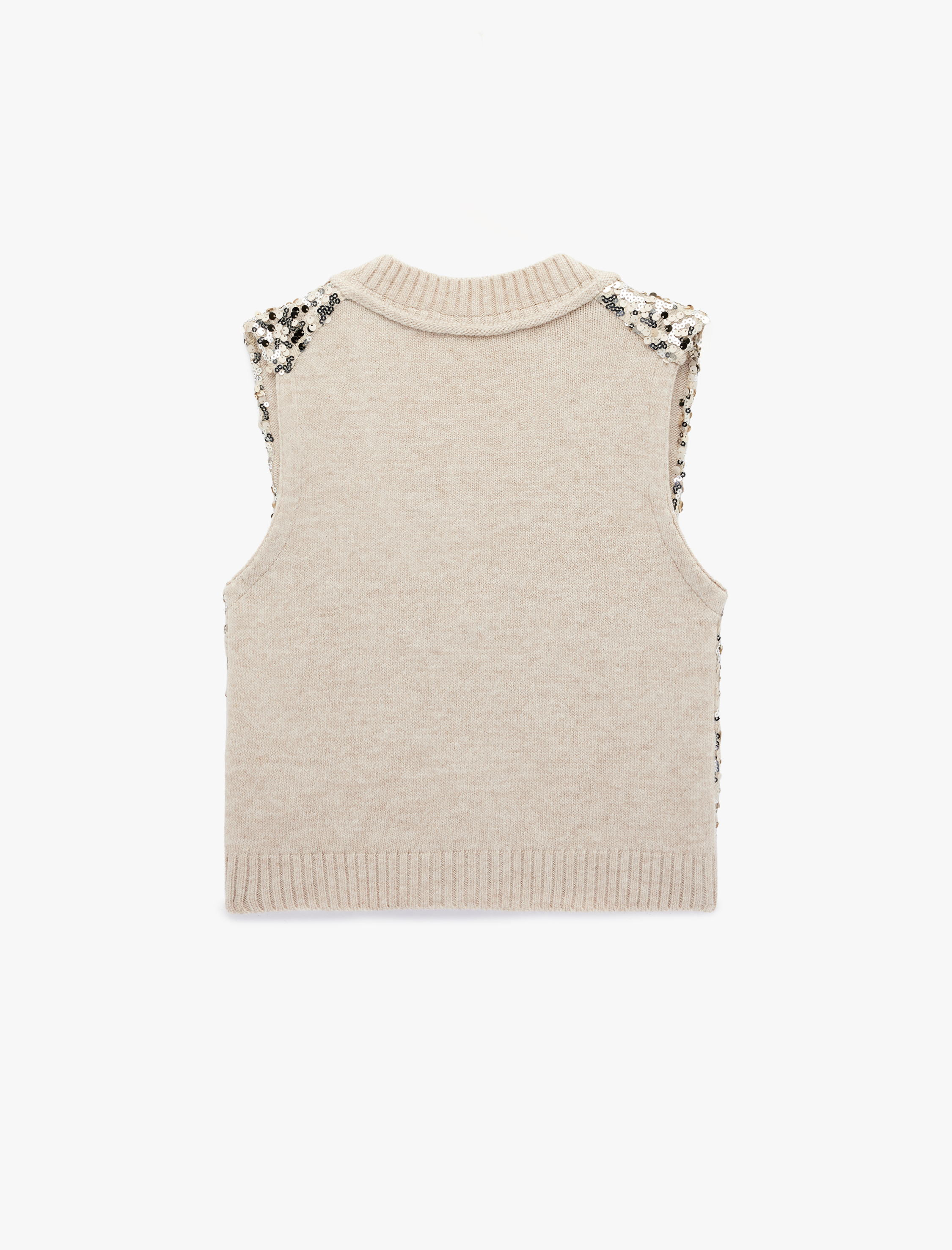   V Yaka Triko Pul Payetli Süveter