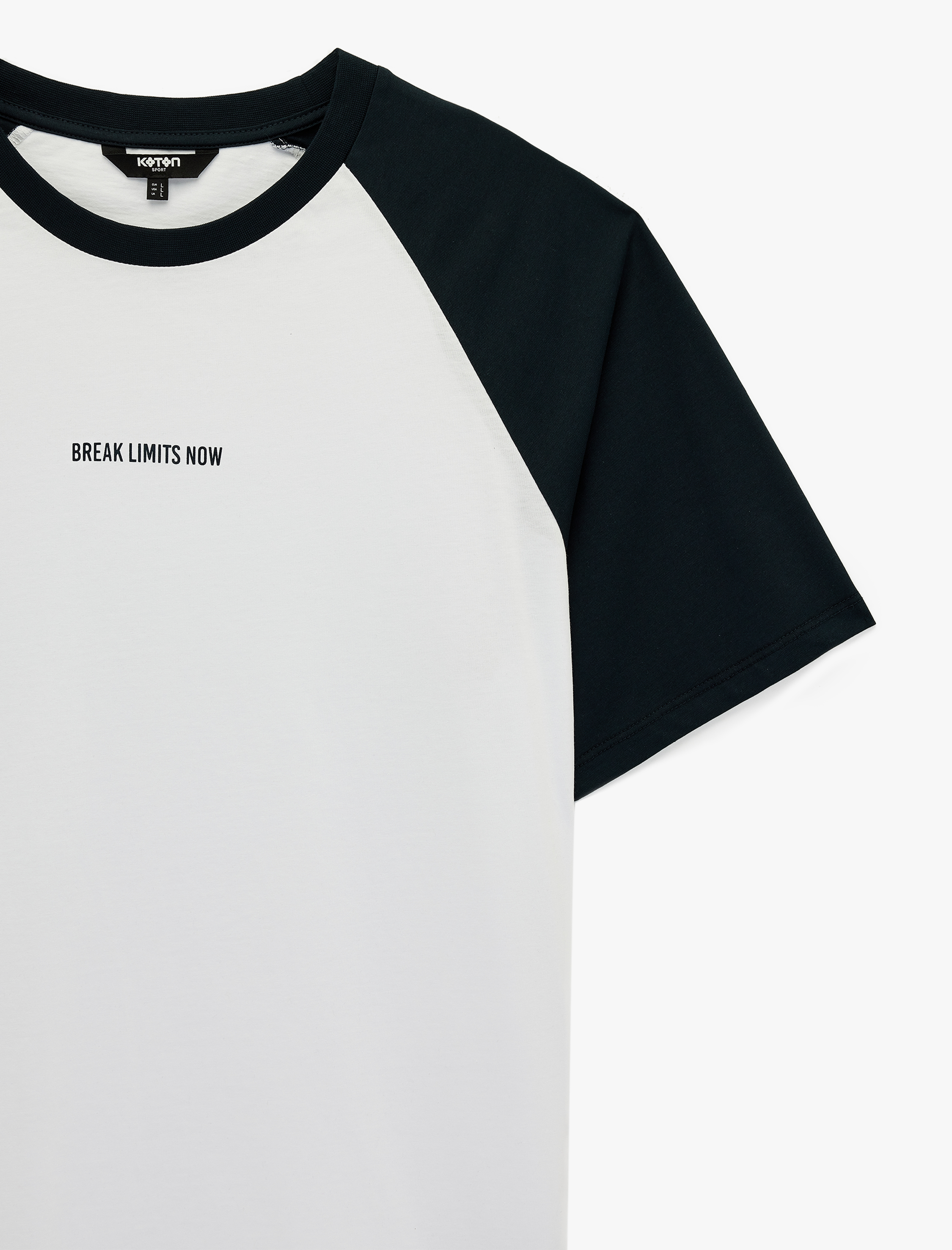   Regular Fit Renk Kontrastlı Reglan Kısa Kollu Bisiklet Yaka Pamuklu Baskılı Spor Tişört