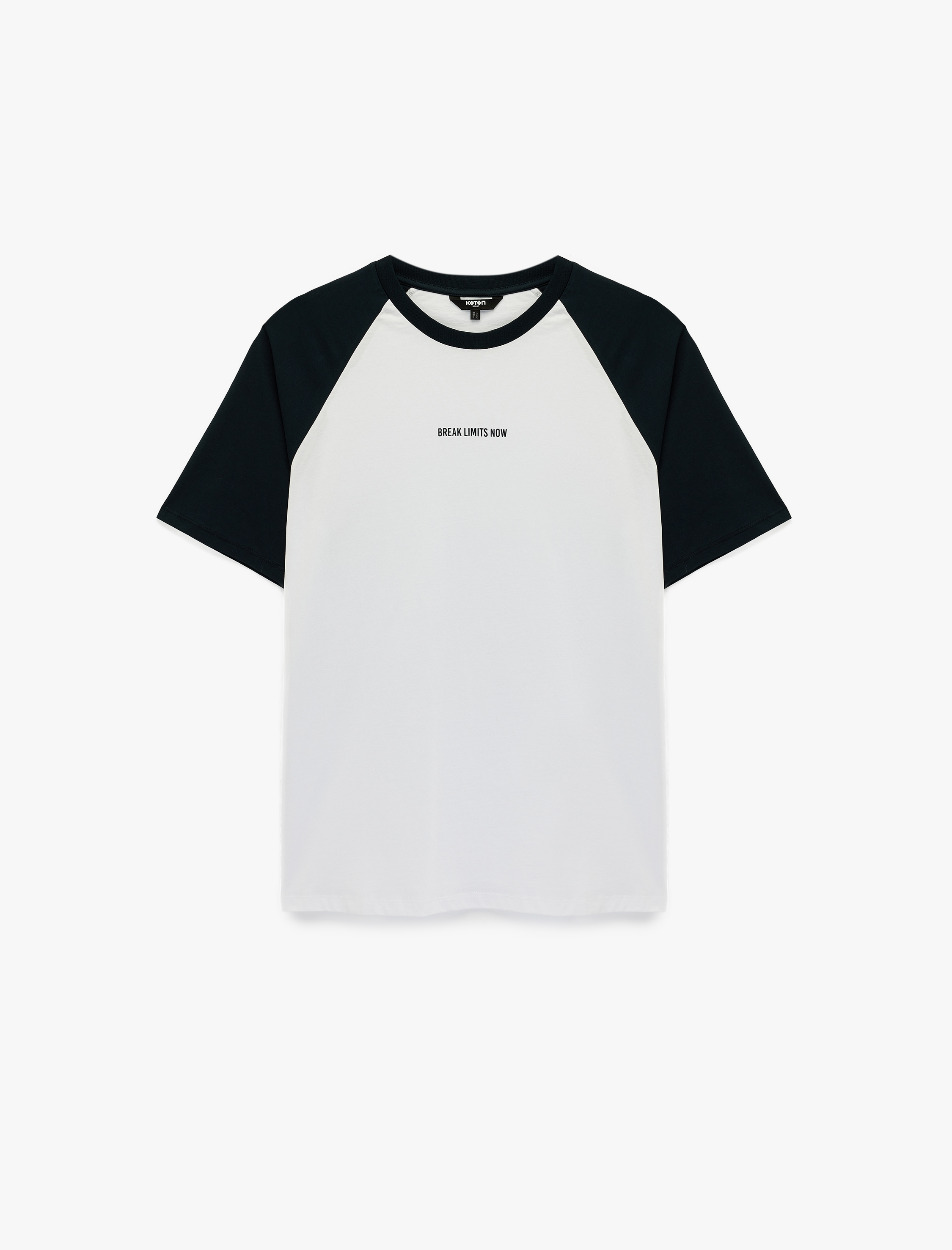   Regular Fit Renk Kontrastlı Reglan Kısa Kollu Bisiklet Yaka Pamuklu Baskılı Spor Tişört