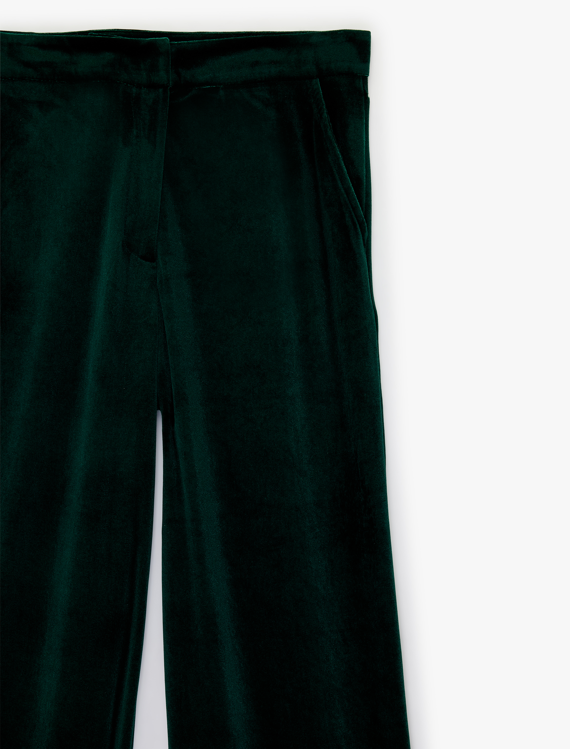   Rahat Kesim Cepli Geniş Paça Kadife Pantolon