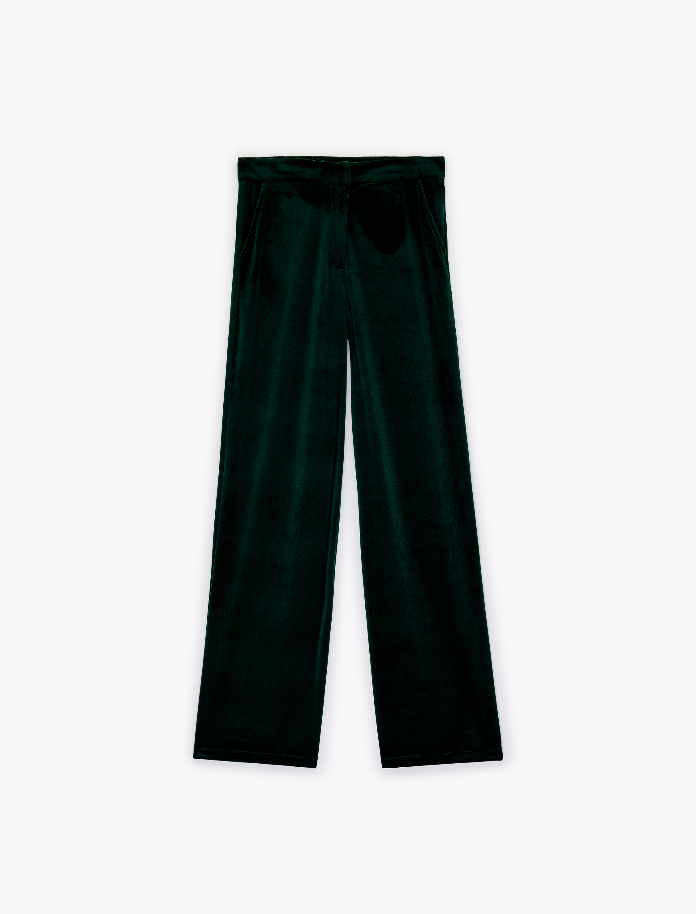   Rahat Kesim Cepli Geniş Paça Kadife Pantolon