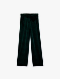 Rahat Kesim Cepli Geniş Paça Kadife Pantolon