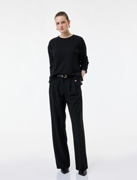 Regular Fit Uzun Kollu Bisiklet Yaka Tişört