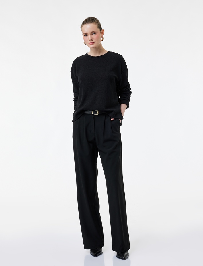  Regular Fit Uzun Kollu Bisiklet Yaka Tişört