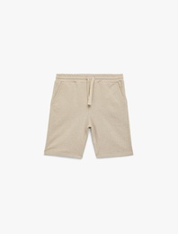 Cepli Beli Bağcıklı Pamuk Karışımlı Basic Şort