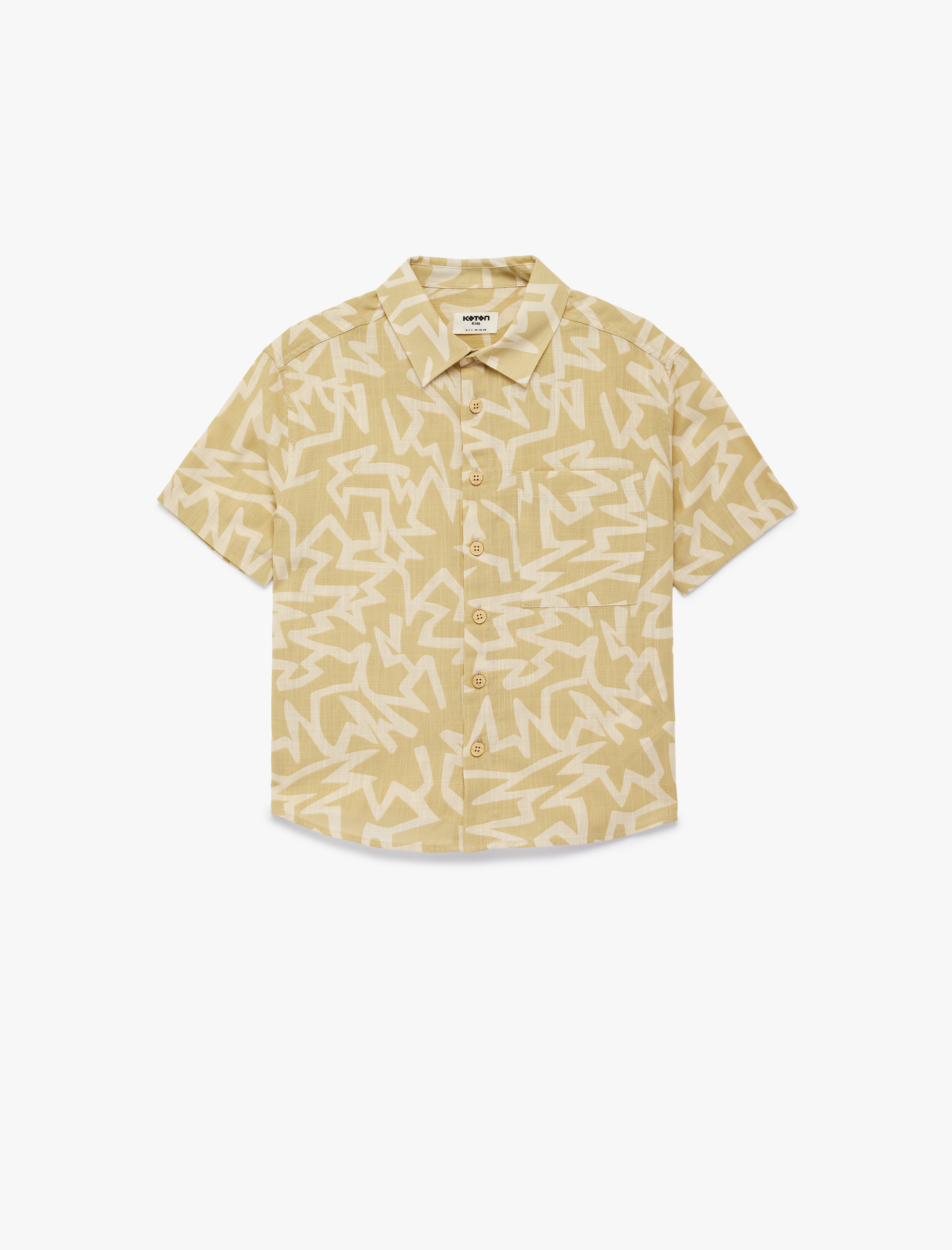  Erkek Çocuk Kısa Kollu Pamuklu Desenli Düğmeli Gömlek