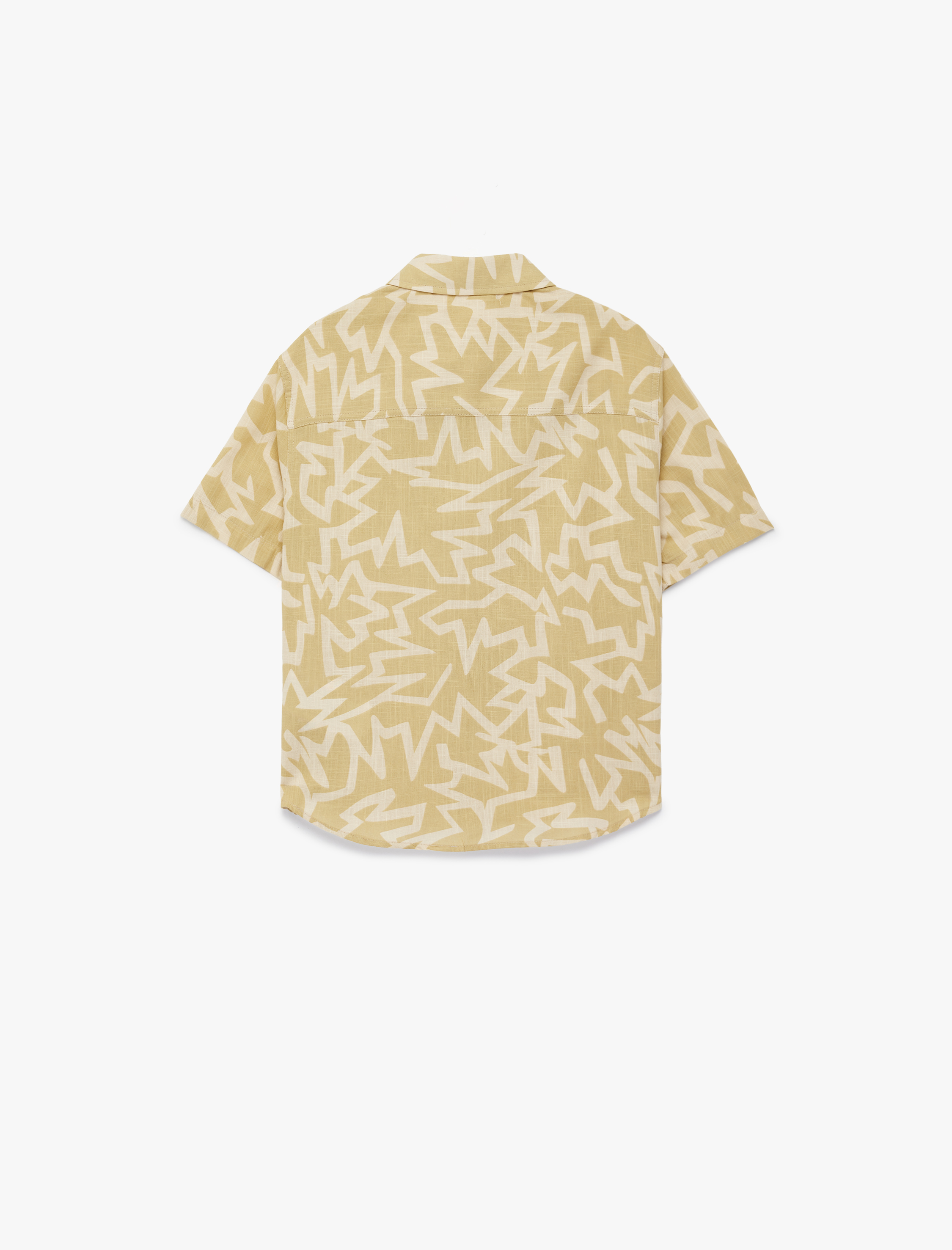  Erkek Çocuk Kısa Kollu Pamuklu Desenli Düğmeli Gömlek