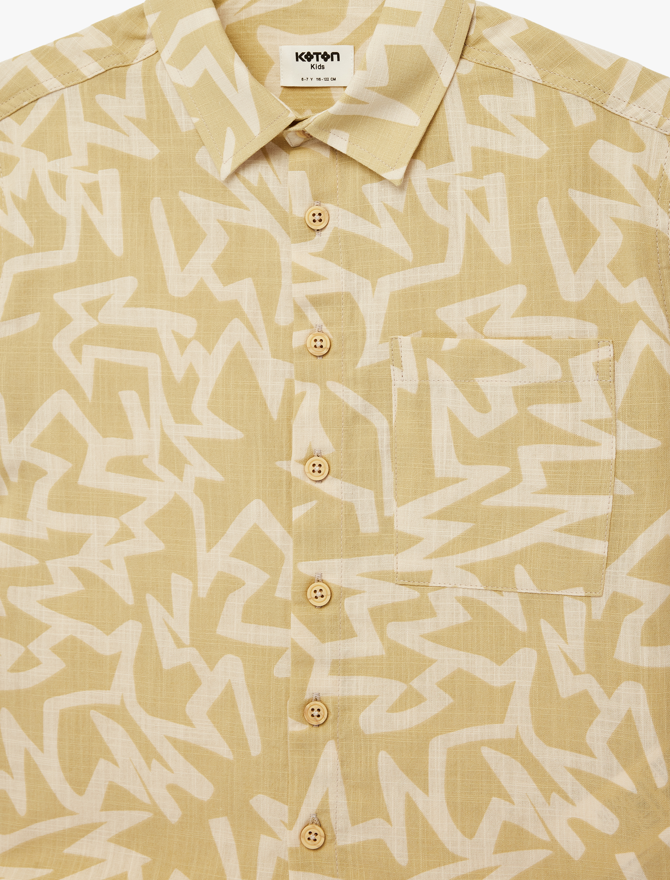  Erkek Çocuk Kısa Kollu Pamuklu Desenli Düğmeli Gömlek