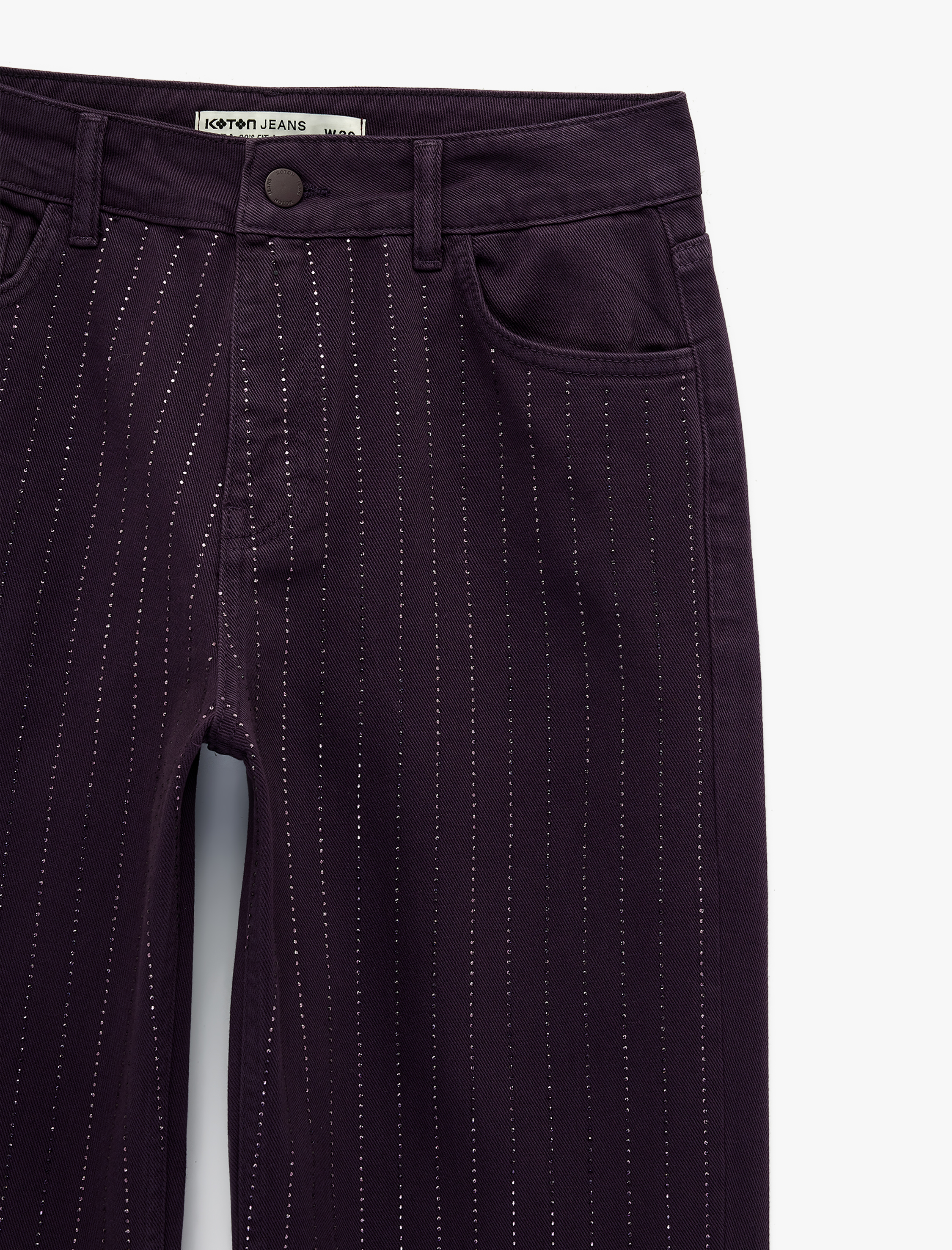   Cepli Taş Detaylı Straight Fit Jean Pantolon - Straight Fit Jean