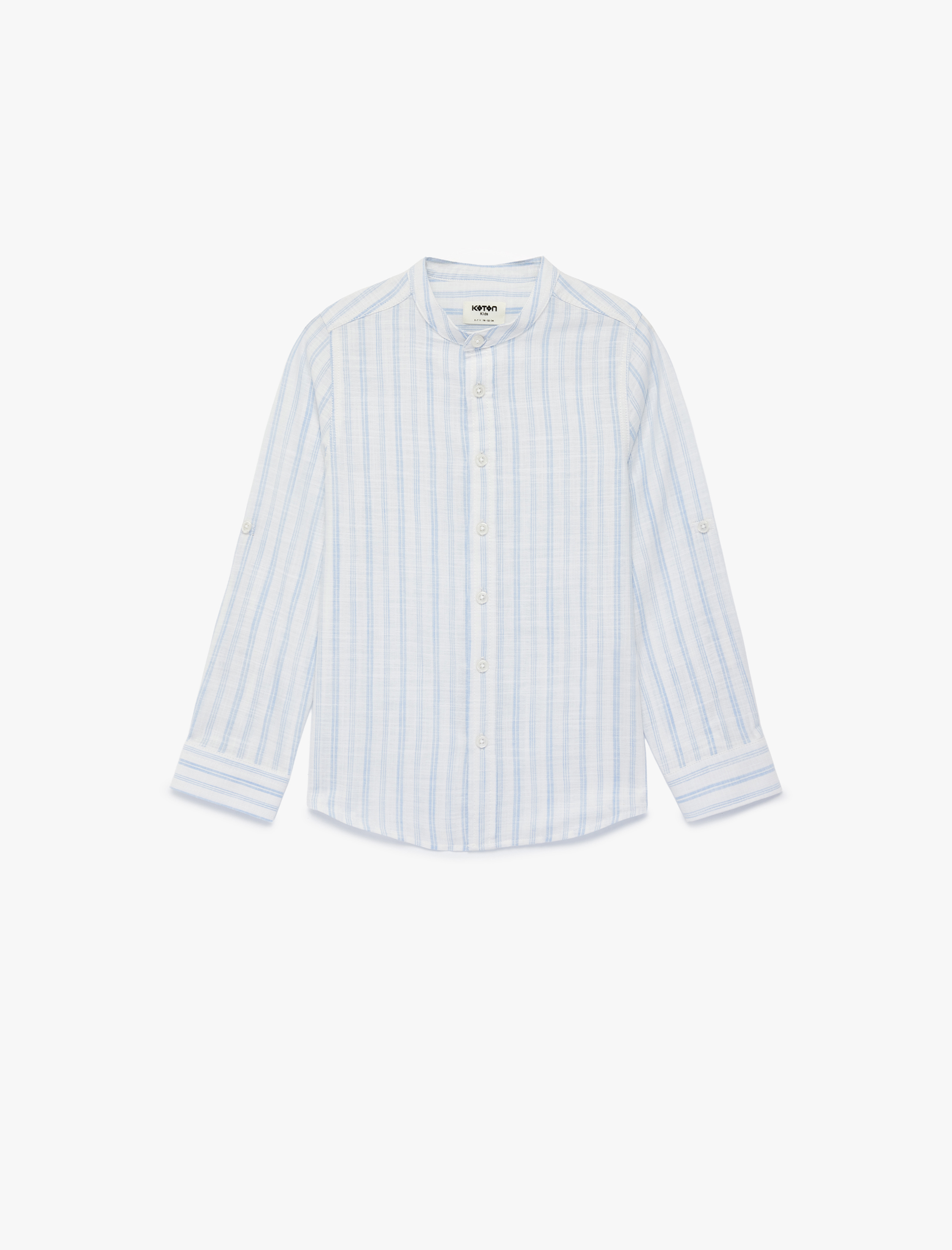  Erkek Çocuk Pamuklu Uzun Kollu Düğmeli Hakim Yaka Çizgili Gömlek