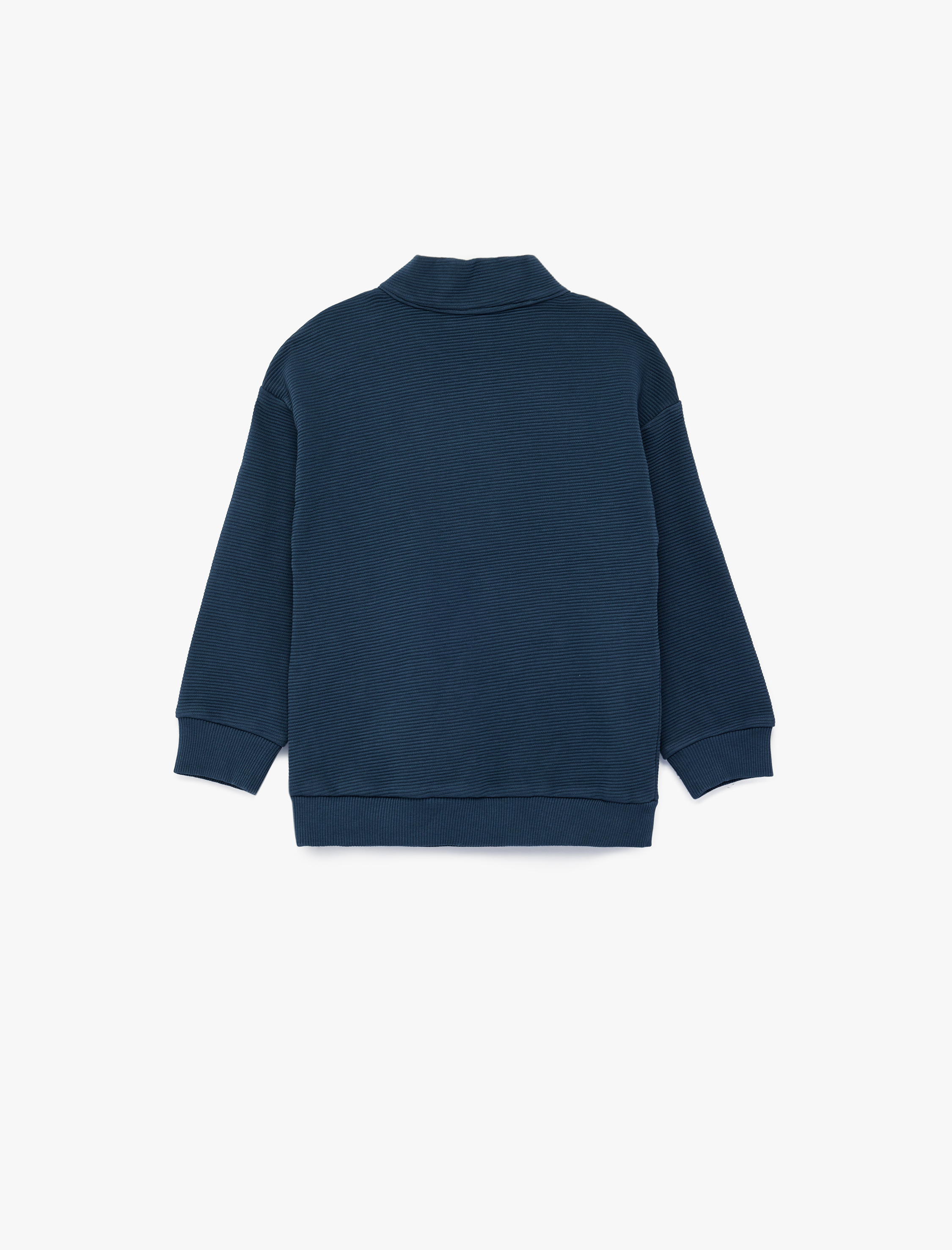  Erkek Bebek Pamuklu Uzun Kollu Dik Yaka Yarım Fermuarlı Sweatshirt