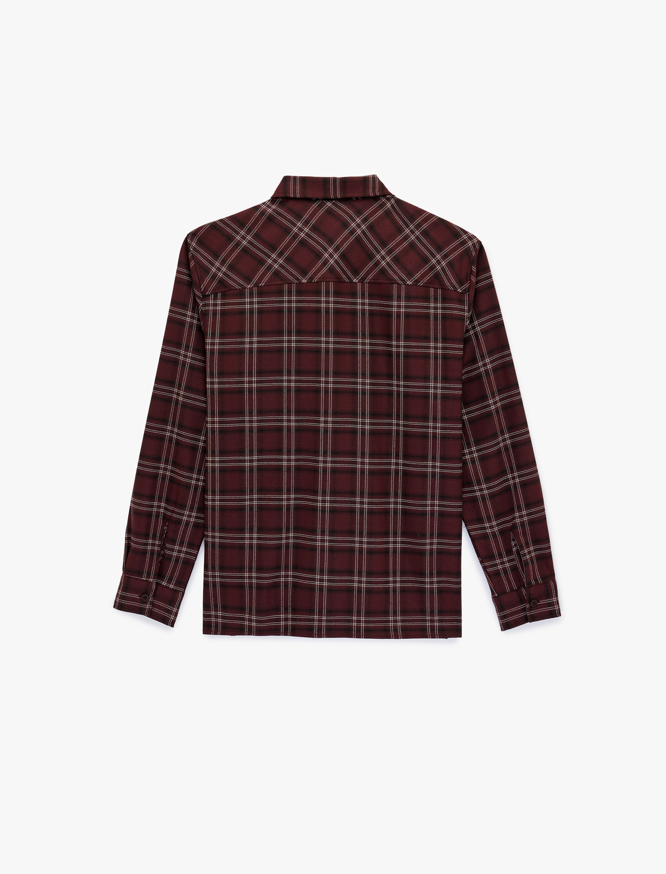   Regular Fit Viskon Karışımlı Kareli Klasik Yaka Uzun Kollu Oduncu Gömleği