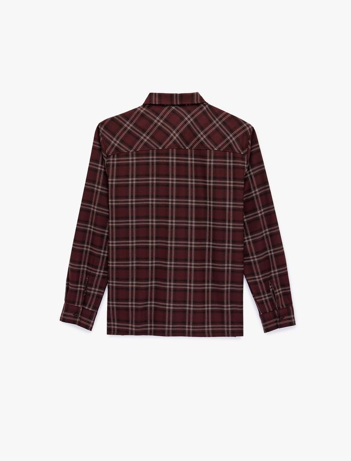  Regular Fit Viskon Karışımlı Kareli Klasik Yaka Uzun Kollu Oduncu Gömleği