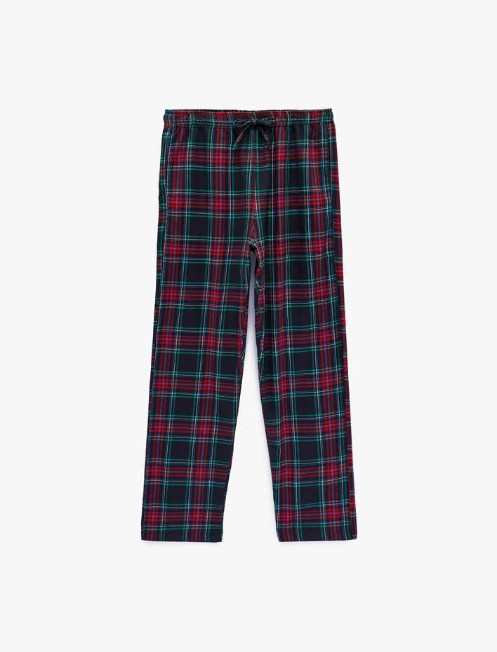  Straight Fit Beli Bağcıklı Pamuklu Dokuma Pijama Altı