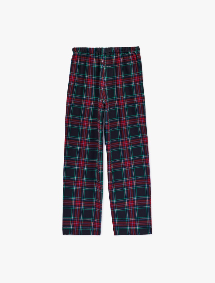  Pamuklu Cepli Ekoseli Pijama Altı