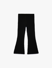 Ribanalı Beli Lastikli İspanyol Paça Pantolon