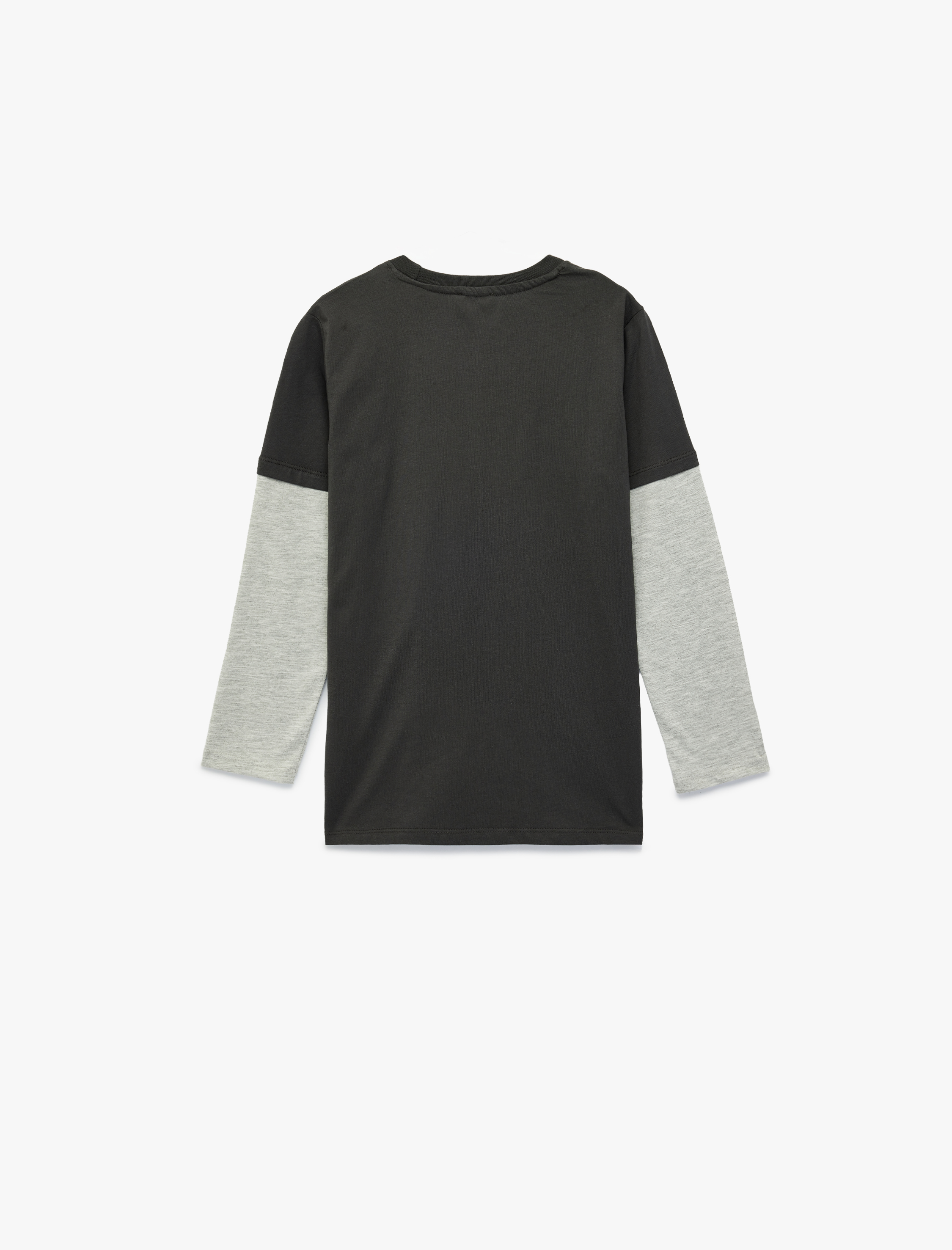  Erkek Çocuk Pamuklu Uzun Kollu Bisiklet Yaka Baskılı Tişört