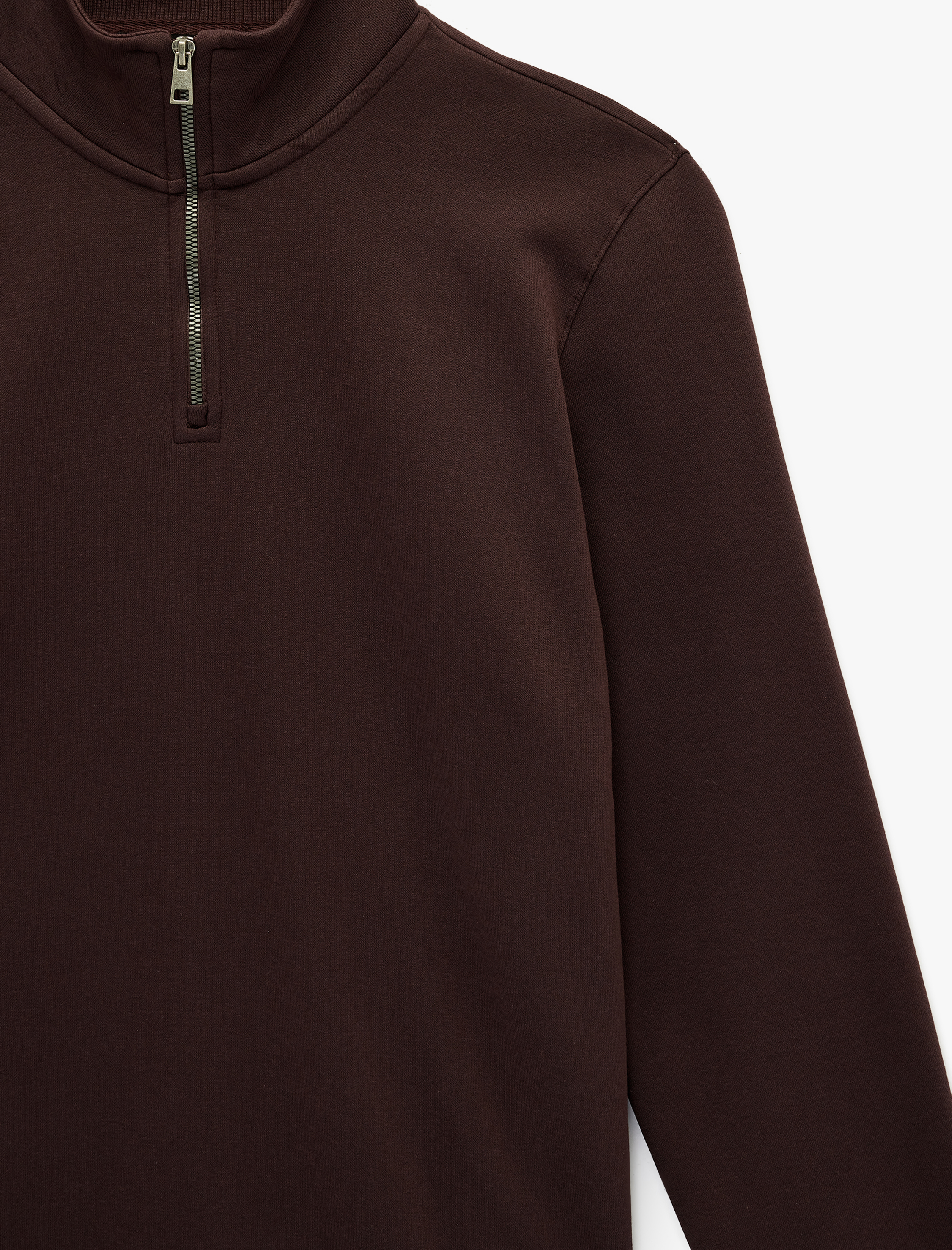   Uzun Kollu Şardonlu Basic Yarım Fermuarlı Sweatshirt