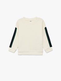 Bisiklet Yaka Uzun Kollu Pamuklu Oversize Sweatshirt