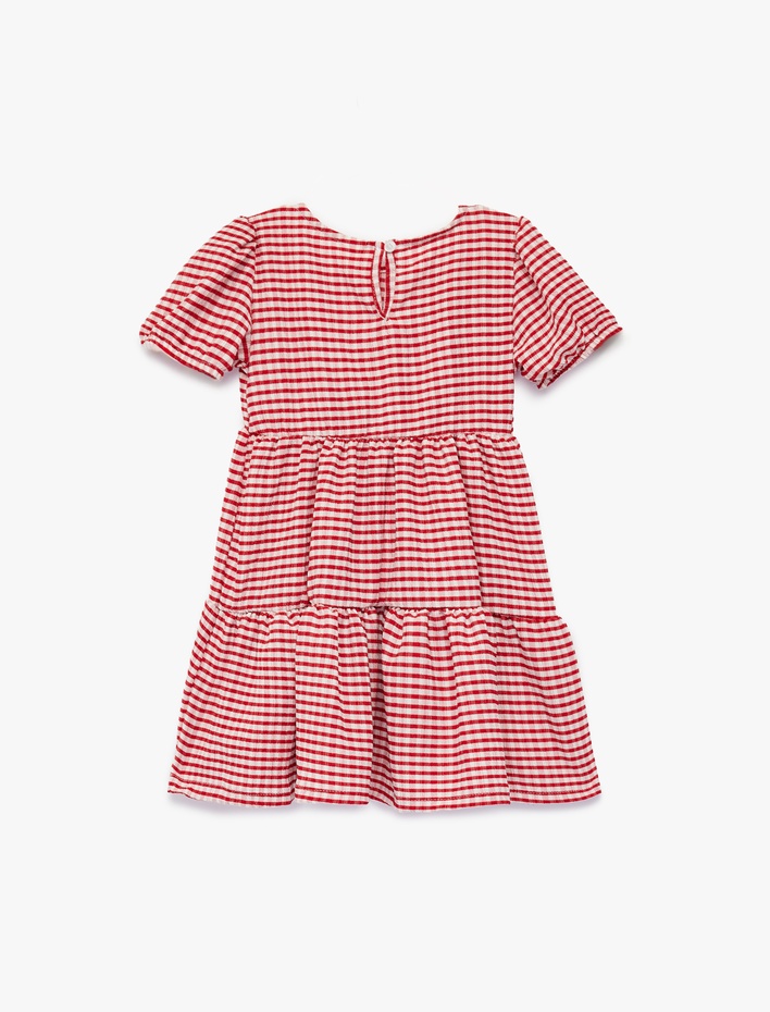 Kız Bebek Kısa Kollu Bisiklet Yaka Pötikareli Elbise