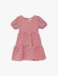 Kısa Kollu Bisiklet Yaka Pötikareli Elbise