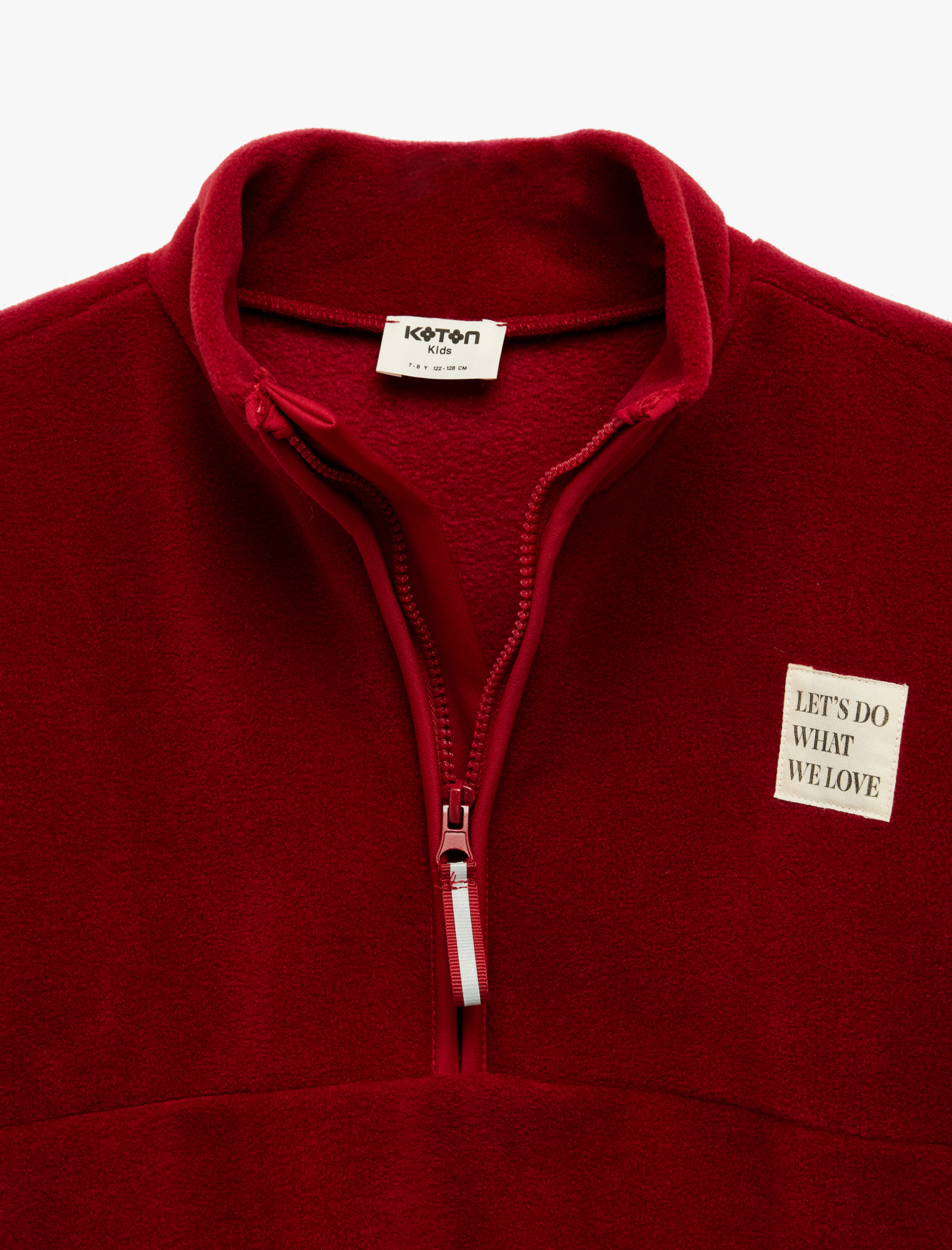  Kız Çocuk Uzun Kollu Cep Detaylı Baskılı Yarım Fermuarlı Polar Sweatshirt