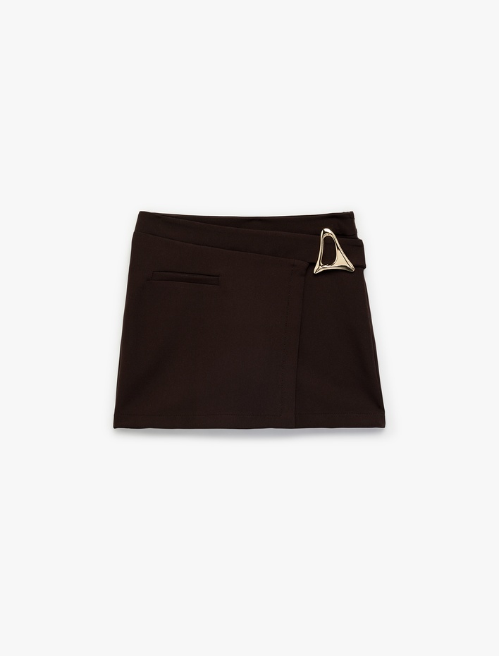 Kız Çocuk Beli Ayarlanabilir Lastikli Toka Detaylı Şort Etek