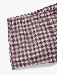 Düğmeli Ekoseli Şort Pijama Altı