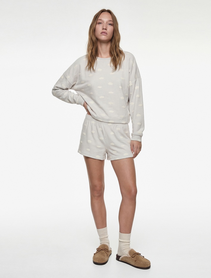  Uzun Kollu Bisiklet Yaka Rahat Kesim Pijama Takımı