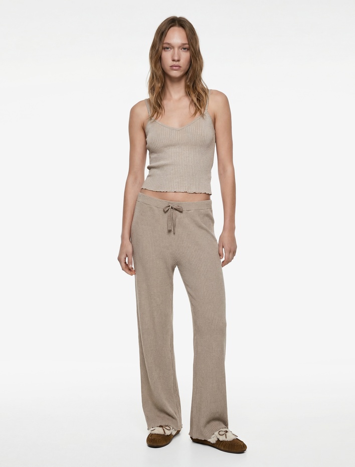  Beli Bağlamalı Rahat Kesim Pijama Altı